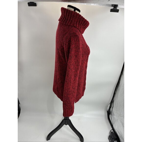 Christopher & Banks Womens S Red Marled Cable Knit Turtleneck Sweater Pullover - Picture 3 of 7